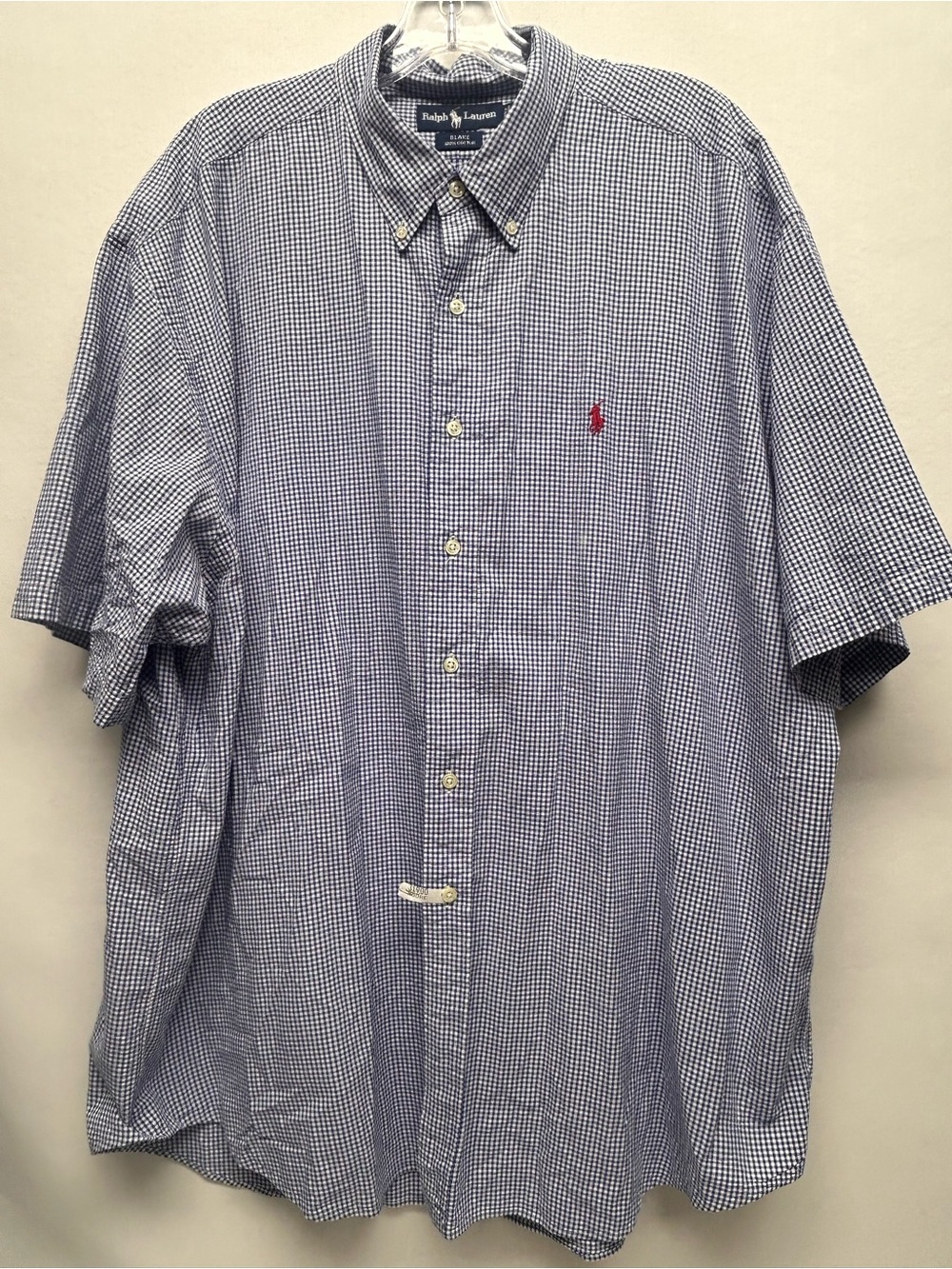 Ralph Lauren Short-Sleeve Button-Down Shirt - Blue Gingham XXL - Picture 2 of 9